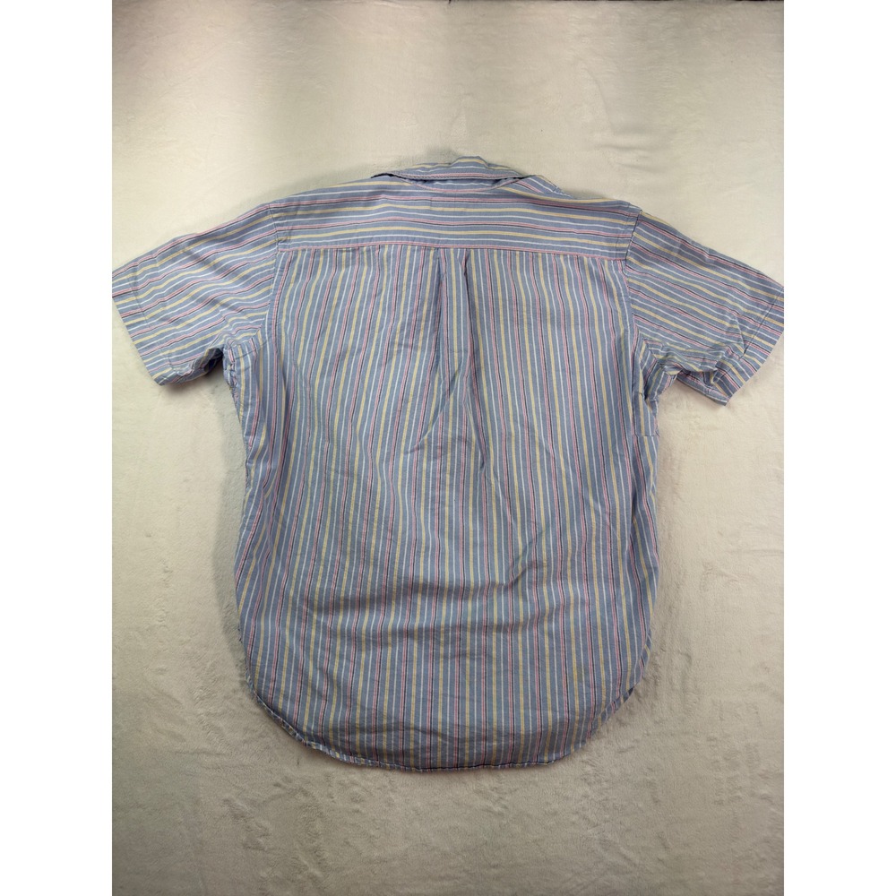 Ralph Lauren Classic Fit Mens Large Short Sleeve Striped Button Down Shirt Blue - Picture 6 of 6
